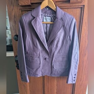 Pamela McCoy Vtg Genuine Leather Dark  Lavender Jacket/Blazer Sz S Knott Button